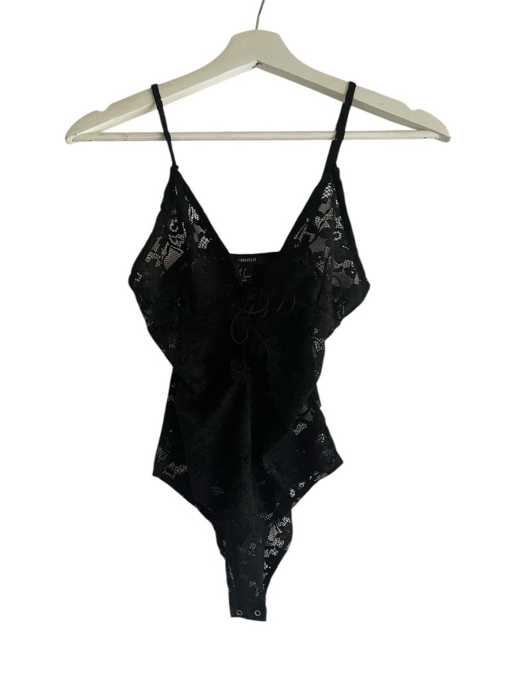 Forever 21 Sheer Black Lace Bodysuit Floral Intricate Lace classic Size Small